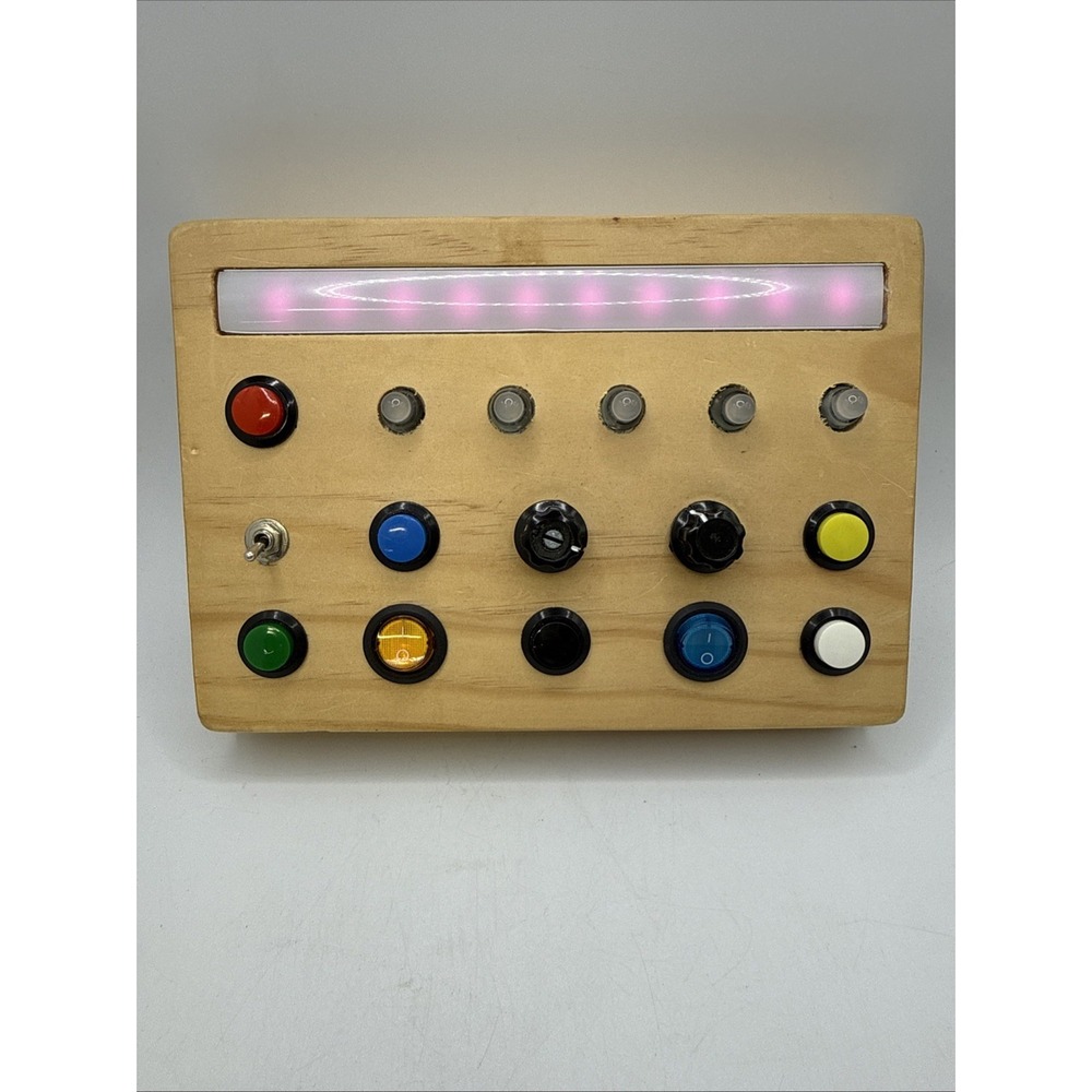 Montessori Busy Board Sensory Toy Lights Buttons Knobs